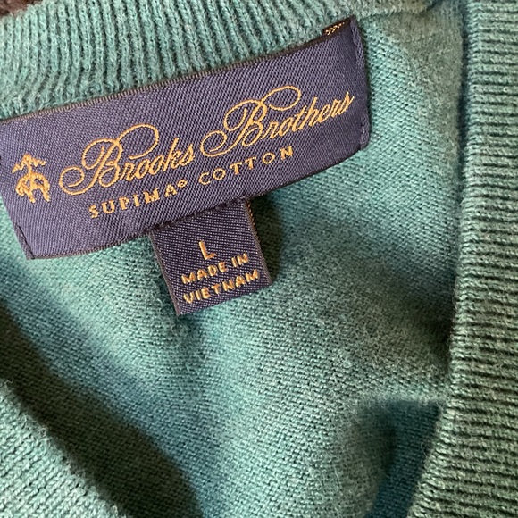 Brooks brothers Supima® Cotton V-Neck Sweater, Teal,Large - Picture 4 of 4